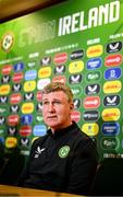 26 March 2023; Manager Stephen Kenny during a Republic of Ireland press conference at FAI Headquarters in Abbotstown, Dublin. Photo by Stephen McCarthy/Sportsfile