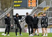 26 March 2023; Kerry playes, from left, Killian Spillane, Tony Brosnan, Gavin Crowley and Jason Foley walk the pitch before the Allianz Football League Division 1 match between Galway and Kerry at Pearse Stadium in Galway. Photo by Brendan Moran/Sportsfile