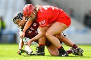 26 March 2023; Libby Coppinger of Cork in action against Aoife Donohue of Galway during the Very Camogie League Division 1A match between Kilkenny and Galway at Páirc Ui Chaoimh in Cork. Photo by Eóin Noonan/Sportsfile