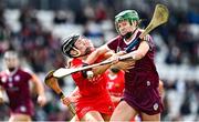 26 March 2023; Sabina Rabbitte of Galway in action against Laura Tracey of Cork during the Very Camogie League Division 1A match between Kilkenny and Galway at Páirc Ui Chaoimh in Cork. Photo by Eóin Noonan/Sportsfile