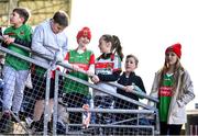 26 March 2023; Young supporters await the players to run out before the Allianz Football League Division 1 match between Mayo and Monaghan at Hastings Insurance MacHale Park in Castlebar, Mayo. Photo by Ben McShane/Sportsfile