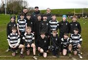 26 March 2023; Leinster Players Jack Conan, James Lowe and Andrew Porter meet players from Old Belvedere RFC during a Leinster Rugby Blitz at De La Salle Palmerston RFC in Dublin. Photo by Harry Murphy/Sportsfile