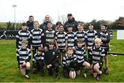 26 March 2023; Leinster Players Jack Conan, James Lowe and Andrew Porter meet players from Old Belvedere Under-12 team during a Leinster Rugby Blitz at De La Salle Palmerston RFC in Dublin. Photo by Harry Murphy/Sportsfile