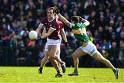26 March 2023; John Maher of Galway in action against Tony Brosnan of Kerry during the Allianz Football League Division 1 match between Galway and Kerry at Pearse Stadium in Galway. Photo by Brendan Moran/Sportsfile