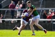 26 March 2023; Shane Walsh of Galway is tackled by Jason Foley of Kerry during the Allianz Football League Division 1 match between Galway and Kerry at Pearse Stadium in Galway. Photo by Brendan Moran/Sportsfile