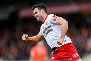 26 March 2023; Darren McCurry of Tyrone celebrates after kicking a point during the Allianz Football League Division 1 match between Tyrone and Armagh at O'Neill's Healy Park in Omagh, Tyrone. Photo by Ramsey Cardy/Sportsfile