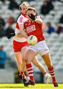 26 March 2023; Steven Sherlock of Cork in action against Padraig Cassidy of Derry during the Allianz Football League Division 2 match between Cork and Derry at Páirc Ui Chaoimh in Cork. Photo by Eóin Noonan/Sportsfile