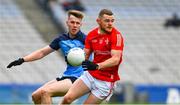 26 March 2023; Niall Sharkey of Louth in action against Dáire Newcombe of Dublin during the Allianz Football League Division 2 match between Dublin and Louth at Croke Park in Dublin. Photo by Ray McManus/Sportsfile