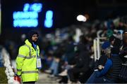 24 March 2023; A member of the Leinster Rugby and Sword Security team watches on during the United Rugby Championship match between Leinster and DHL Stormers at the RDS Arena in Dublin. Photo by Stephen McCarthy/Sportsfile