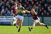 26 March 2023; Dara Moynihan of Kerry in action against Johnny McGrath of Galway during the Allianz Football League Division 1 match between Galway and Kerry at Pearse Stadium in Galway. Photo by Brendan Moran/Sportsfile