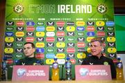 26 March 2023; Manager Stephen Kenny and Josh Cullen during a Republic of Ireland press conference at FAI Headquarters in Abbotstown, Dublin. Photo by Stephen McCarthy/Sportsfile