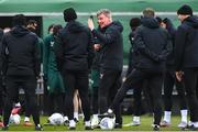 26 March 2023; Manager Stephen Kenny speaks to his players during a Republic of Ireland training session at the FAI National Training Centre in Abbotstown, Dublin. Photo by Stephen McCarthy/Sportsfile