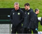 26 March 2023; Manager Stephen Kenny and Troy Parrott during a Republic of Ireland training session at the FAI National Training Centre in Abbotstown, Dublin. Photo by Stephen McCarthy/Sportsfile