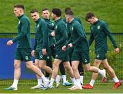 26 March 2023; Seamus Coleman and Robbie Brady during a Republic of Ireland training session at the FAI National Training Centre in Abbotstown, Dublin. Photo by Stephen McCarthy/Sportsfile
