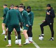 26 March 2023; Coach Keith Andrews, right, watches on during a Republic of Ireland training session at the FAI National Training Centre in Abbotstown, Dublin. Photo by Stephen McCarthy/Sportsfile