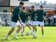 26 March 2023; Republic of Ireland captain Joe Hodge, right, warms up with teammates before the Under-21 international friendly match between Republic of Ireland and Iceland at Turners Cross in Cork. Photo by Seb Daly/Sportsfile