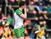 26 March 2023; Ciaran Thompson of Donegal dejected after his side's defeat in the Allianz Football League Division 1 match between Roscommon and Donegal at Dr Hyde Park in Roscommon. Photo by Sam Barnes/Sportsfile