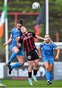 25 March 2023; Rachel Doyle of Bohemians in action against Karen Duggan of Peamount United during the SSE Airtricity Women's Premier Division match between Bohemians and Peamount United at Dalymount Park in Dublin. Photo by Stephen Marken/Sportsfile