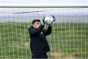 26 March 2023; Troy Parrott plays in goal during a Republic of Ireland training session at the FAI National Training Centre in Abbotstown, Dublin. Photo by Stephen McCarthy/Sportsfile