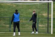 26 March 2023; Troy Parrott and Adam Idah, left, during a Republic of Ireland training session at the FAI National Training Centre in Abbotstown, Dublin. Photo by Stephen McCarthy/Sportsfile