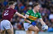 26 March 2023; Dara Moynihan of Kerry is tackled by Johnny McGrath of Galway during the Allianz Football League Division 1 match between Galway and Kerry at Pearse Stadium in Galway. Photo by Brendan Moran/Sportsfile