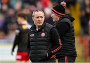 26 March 2023; Tyrone joint-manager Brian Dooher during the Allianz Football League Division 1 match between Tyrone and Armagh at O'Neill's Healy Park in Omagh, Tyrone. Photo by Ramsey Cardy/Sportsfile