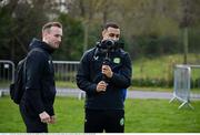 26 March 2023; Adam Idah tries some videography after a Republic of Ireland training session at the FAI National Training Centre in Abbotstown, Dublin. Photo by Stephen McCarthy/Sportsfile