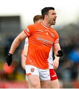 26 March 2023; Aidan Forker of Armagh reacts after a missed point during the Allianz Football League Division 1 match between Tyrone and Armagh at O'Neill's Healy Park in Omagh, Tyrone. Photo by Ramsey Cardy/Sportsfile