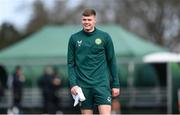 26 March 2023; Evan Ferguson during a Republic of Ireland training session at the FAI National Training Centre in Abbotstown, Dublin. Photo by Stephen McCarthy/Sportsfile