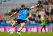 26 March 2023; Cormac Costello of Dublin, kicks a free, during the Allianz Football League Division 2 match between Dublin and Louth at Croke Park in Dublin. Photo by Ray McManus/Sportsfile