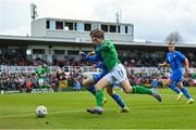 26 March 2023; Ollie O’Neill of Republic of Ireland in action against Jakob Franz Palsson of Iceland during the Under-21 international friendly match between Republic of Ireland and Iceland at Turners Cross in Cork. Photo by Seb Daly/Sportsfile