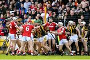 26 March 2023; Players from both sides tussle during the Allianz Hurling League Division 1 Semi Final match between Kilkenny and Cork at UMPC Nowlan Park in Kilkenny. Photo by David Fitzgerald/Sportsfile