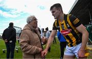 26 March 2023; Phyllis O'Rourke from Loughboy, Kilkenny finds out she is a relative of Billy Drennan, right, after the Allianz Hurling League Division 1 Semi Final match between Kilkenny and Cork at UMPC Nowlan Park in Kilkenny. Photo by David Fitzgerald/Sportsfile