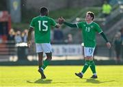 26 March 2023; Kian Leavy, right, and Sinclair Armstrong of Republic of Ireland after their side's victory in the Under-21 international friendly match between Republic of Ireland and Iceland at Turners Cross in Cork. Photo by Seb Daly/Sportsfile