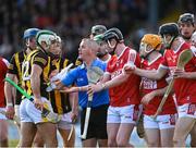 26 March 2023; Players from both sides tussle during the Allianz Hurling League Division 1 Semi Final match between Kilkenny and Cork at UMPC Nowlan Park in Kilkenny. Photo by David Fitzgerald/Sportsfile