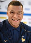 26 March 2023; Kylian Mbappé during a France press conference at Aviva Stadium in Dublin. Photo by Stephen McCarthy/Sportsfile