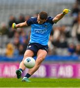 26 March 2023; Cormac Costello of Dublin, kicks a free, during the Allianz Football League Division 2 match between Dublin and Louth at Croke Park in Dublin. Photo by Ray McManus/Sportsfile