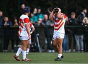 26 March 2023; Kenshin Shimizu, right, and Takumi Yamaguchi of Japan after their side's defeat in the Under-19 Rugby International match between Ireland and Japan at Lakelands Park in Dublin. Photo by Harry Murphy/Sportsfile