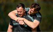 27 March 2023; Ed Byrne and Ryan Baird during a Leinster Rugby squad training session at UCD in Dublin. Photo by Harry Murphy/Sportsfile