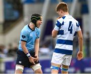 27 March 2023; Tom Reynolds of St Michael’s College celebrates a turnover during the Bank of Ireland Leinster Rugby Schools Junior Cup Final match between St Michael's College and Blackrock College at Energia Park in Dublin. Photo by Harry Murphy/Sportsfile