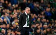 26 March 2023; Northern Ireland manager Michael O'Neill during the UEFA EURO 2024 Championship Qualifier match between Northern Ireland and Finland at National Stadium at Windsor Park in Belfast. Photo by Ramsey Cardy/Sportsfile