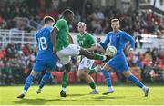 26 March 2023; Sinclair Armstrong of Republic of Ireland in action against Andri Hoti of Iceland during the Under-21 international friendly match between Republic of Ireland and Iceland at Turners Cross in Cork. Photo by Seb Daly/Sportsfile
