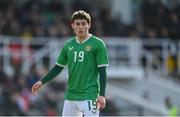 26 March 2023; Kian Leavy of Republic of Ireland during the Under-21 international friendly match between Republic of Ireland and Iceland at Turners Cross in Cork. Photo by Seb Daly/Sportsfile