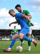 26 March 2023; Robert Orri Thorkelsson of Iceland in action against Tom Cannon of Republic of Ireland during the Under-21 international friendly match between Republic of Ireland and Iceland at Turners Cross in Cork. Photo by Seb Daly/Sportsfile