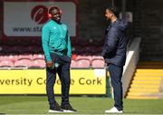 26 March 2023; Republic of Ireland players Festy Ebosele, Left and Armstrong Oko-Flex before the Under-21 international friendly match between Republic of Ireland and Iceland at Turner's Cross in Cork. Photo by Michael P Ryan/Sportsfile
