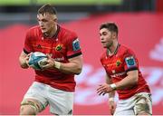 25 March 2023; Gavin Coombes, left, and Jack Crowley of Munster during the United Rugby Championship match between Munster and Glasgow Warriors at Thomond Park in Limerick. Photo by Harry Murphy/Sportsfile