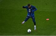 27 March 2023; Kylian Mbappé of France warms up before the UEFA EURO 2024 Championship Qualifier match between Republic of Ireland and France at Aviva Stadium in Dublin. Photo by Piaras Ó Mídheach/Sportsfile