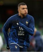 27 March 2023; Kylian Mbappé of France warms up before the UEFA EURO 2024 Championship Qualifier match between Republic of Ireland and France at Aviva Stadium in Dublin. Photo by Michael P Ryan/Sportsfile