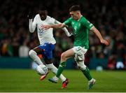 27 March 2023; Dara O'Shea of Republic of Ireland in action against Randal Kolo Muani of France during the UEFA EURO 2024 Championship Qualifier match between Republic of Ireland and France at Aviva Stadium in Dublin. Photo by Michael P Ryan/Sportsfile