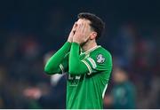 27 March 2023; Mikey Johnston of Republic of Ireland after the UEFA EURO 2024 Championship Qualifier match between Republic of Ireland and France at Aviva Stadium in Dublin. Photo by Seb Daly/Sportsfile